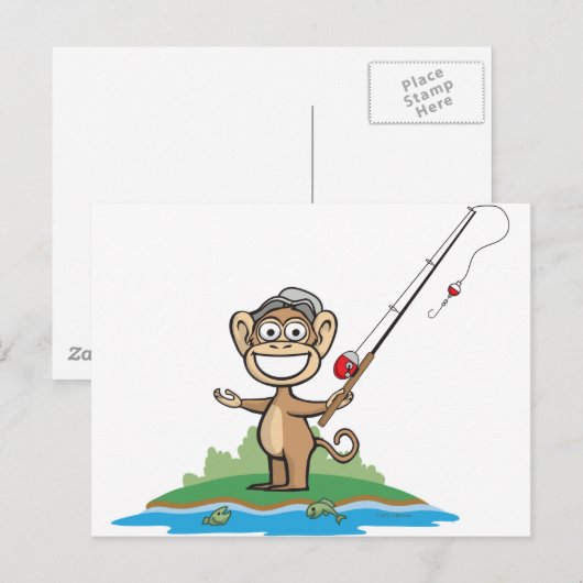 Affenfischerei Postkarte (Vorne/Hinten)