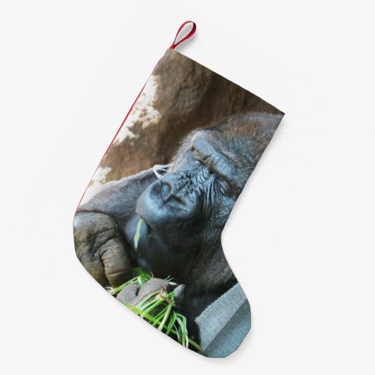 Affenhaube ~ japanisches Gorilla-Essen Kleiner Weihnachtsstrumpf (Vorderansicht (hängend))