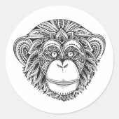AffenIllustartion Runder Aufkleber (Vorderseite)
