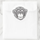 AffenIllustartion Runder Aufkleber (Tasche)