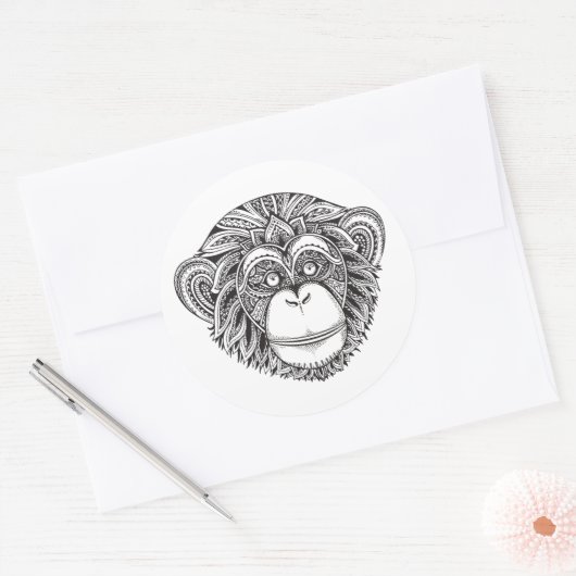 AffenIllustartion Runder Aufkleber (Umschlag)