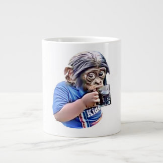 Affenkid trinkt Niedliche Funny Meme Jumbo-Tasse