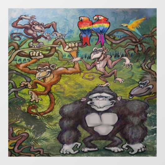 Affenklammer Fensteraufkleber (Blatt)