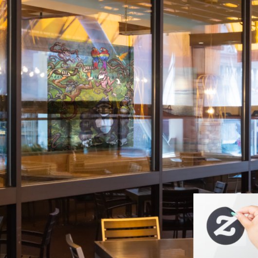 Affenklammer Fensteraufkleber (Restaurantfenster)