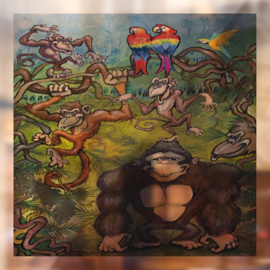 Affenklammer Fensteraufkleber (Blatt 2)