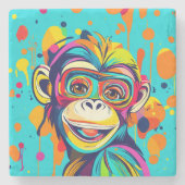 Affenlächeln Steinuntersetzer (Vorderseite)