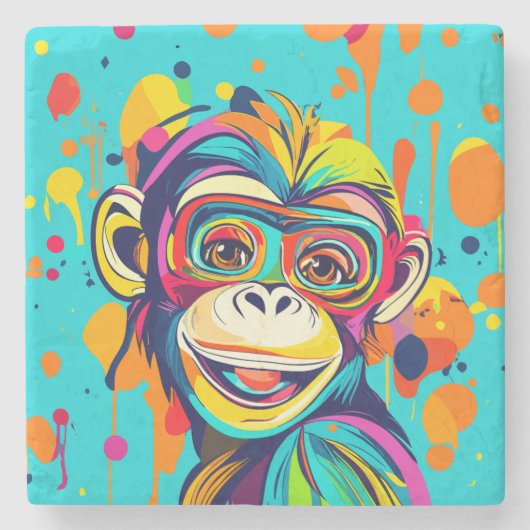 Affenlächeln Steinuntersetzer (Vorderseite)