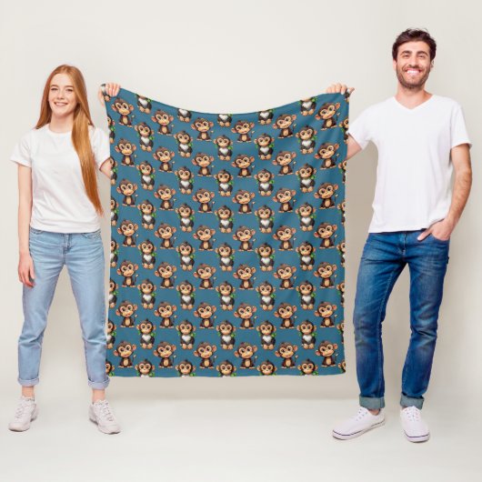 Affenmuster-Design Blau Fleecedecke (Beispiel)