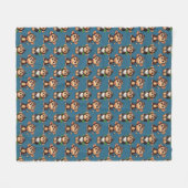 Affenmuster-Design Blau Fleecedecke (Vorderseite (Horizontal))