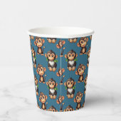 Affenmuster-Design Blau Pappbecher (Rechts)