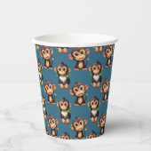 Affenmuster-Design Blau Pappbecher (Vorderseite)
