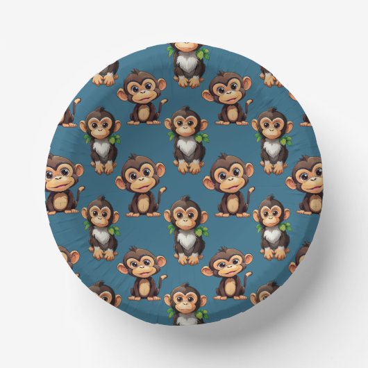 Affenmuster-Design Blau Pappteller (Vorderseite)