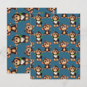 Affenmuster-Design Blau  Postkarte (Vorne/Hinten)