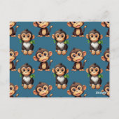 Affenmuster-Design Blau  Postkarte (Rückseite)