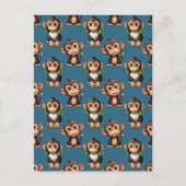 Affenmuster-Design Blau  Postkarte (Vorderseite)