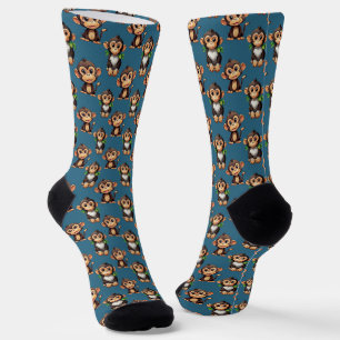 Affenmuster-Design Blau Socken