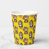 Affenmuster-Design Gelb  Pappbecher (Vorderseite)