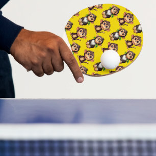 Affenmuster-Design Gelb Tischtennis Schläger