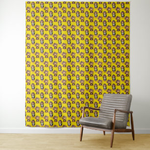 Affenmuster-Design Gelb Wandteppich