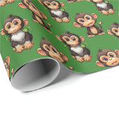 Affenmuster-Design Grün Geschenkpapier (Rolleneckpunkt)