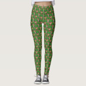 Affenmuster-Design Grün Leggings (Vorderseite)