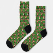 Affenmuster-Design Grün Socken (Linkes Detail)