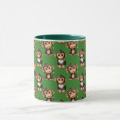 Affenmuster-Design Grün Tasse (Zentrum)