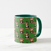 Affenmuster-Design Grün Tasse (VorderseiteRechts)
