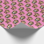 Affenmuster-Design Rosa  Geschenkpapier (Ecke)