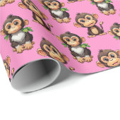 Affenmuster-Design Rosa  Geschenkpapier (Rolleneckpunkt)