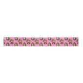 Affenmuster-Design Rosa Satinband (Vorderseite)