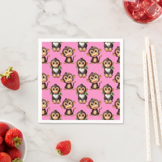 Affenmuster-Design Rosa Serviette (Beispiel)
