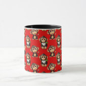 Affenmuster-Design Rot Tasse (Zentrum)