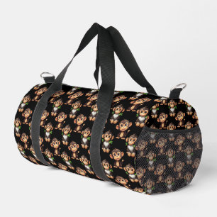 Affenmuster-Design Schwarz Duffle Bag