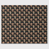 Affenmuster-Design Schwarz Geschenkpapier (Flach)