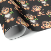 Affenmuster-Design Schwarz Geschenkpapier (Rolleneckpunkt)
