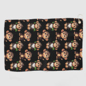 Affenmuster-Design Schwarz Golfhandtuch (Horizontal)