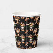Affenmuster-Design Schwarz  Pappbecher (Rechts)