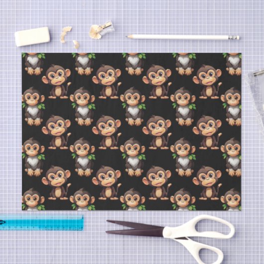 Affenmuster-Design Schwarz  Seidenpapier (Handwerk)
