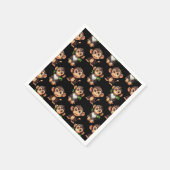 Affenmuster-Design Schwarz  Serviette (Ecke)