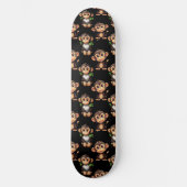 Affenmuster-Design Schwarz  Skateboard (Vorderseite)