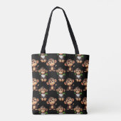 Affenmuster-Design Schwarz Tasche (Rückseite)