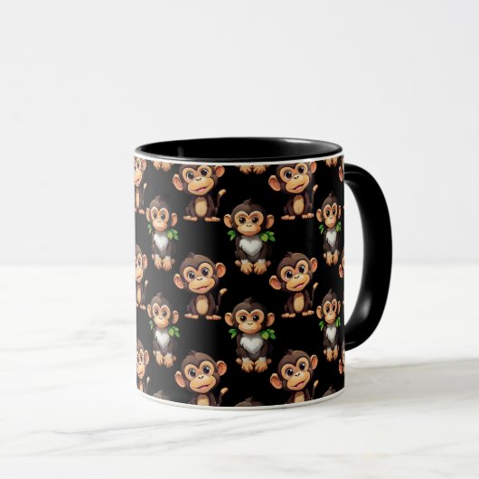 Affenmuster-Design Schwarz  Tasse (VorderseiteRechts)
