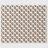 Affenmuster-Design Weiß Geschenkpapier (Flach)