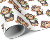Affenmuster-Design Weiß Geschenkpapier (Rolleneckpunkt)