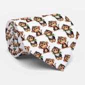 Affenmuster-Design Weiß Krawatte (Gerollt)