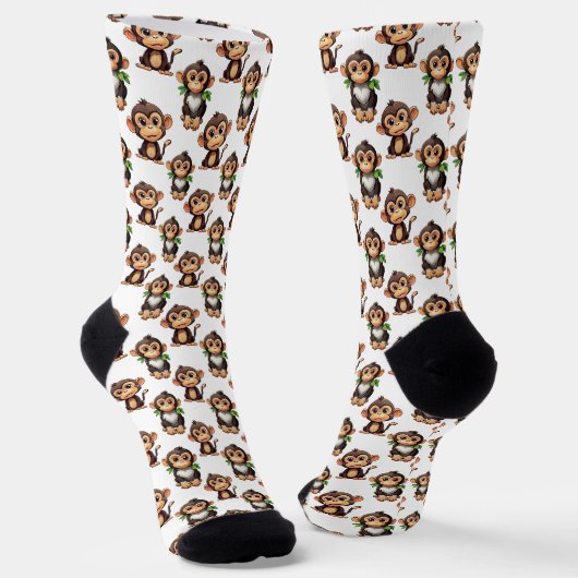 Affenmuster-Design Weiß Socken (Gewinkelt)