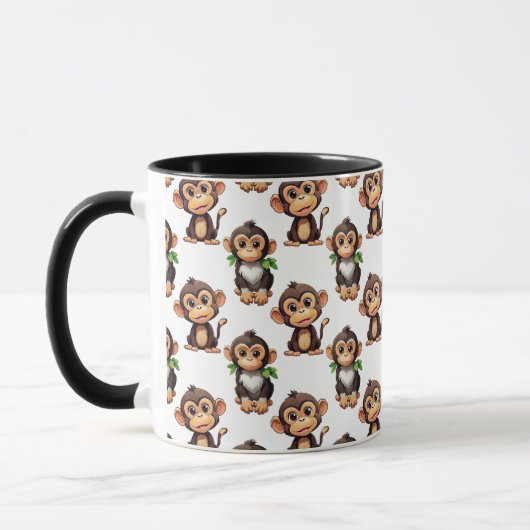 Affenmuster-Design Weiß Tasse (Links)