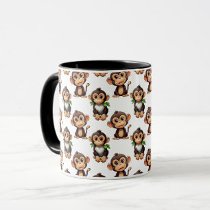 Affenmuster-Design Weiß Tasse