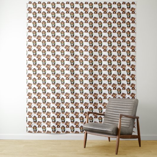 Affenmuster-Design Weiß Wandteppich (Beispiel)
